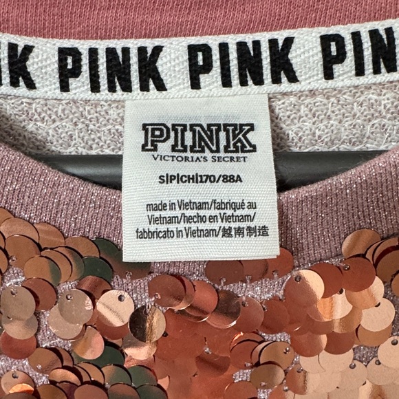 PINK Victoria's Secret Sequin Sweatshirt - Pink and Gray - Picture 2 of 2